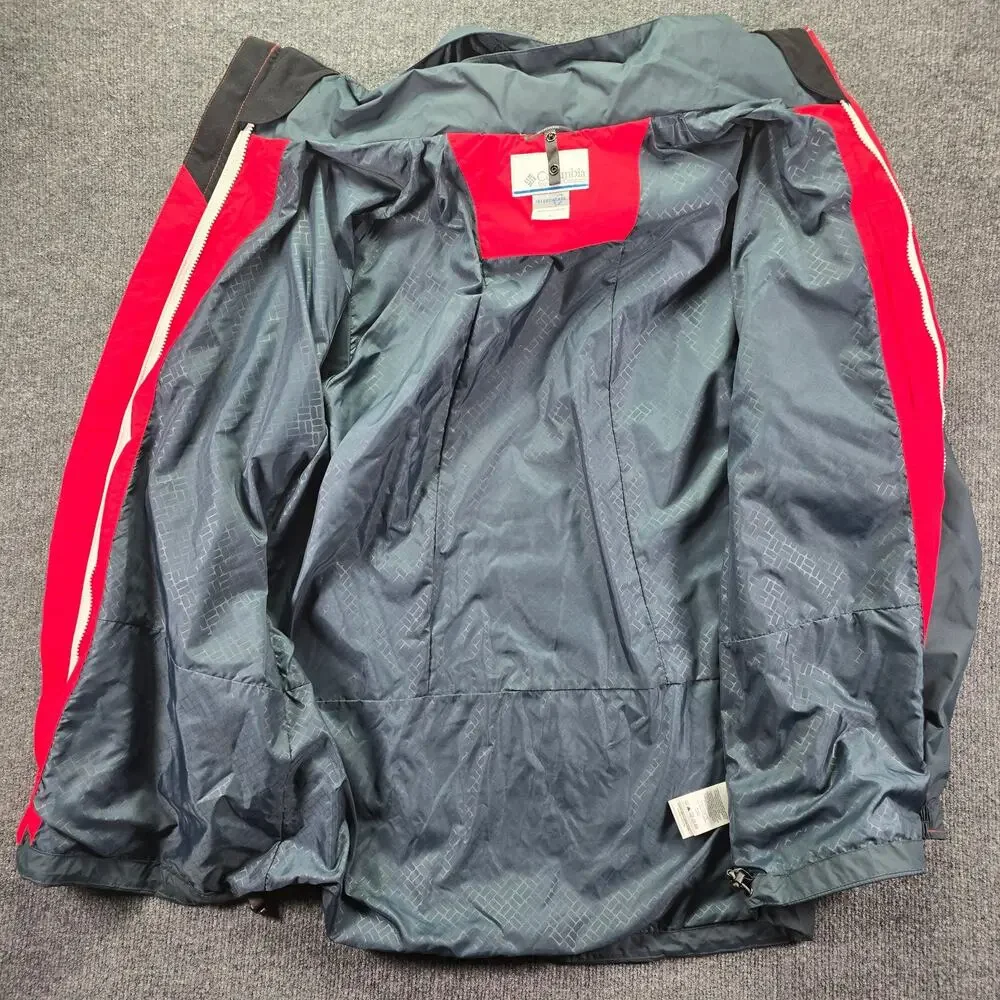 Columbia Interchange Jacket Mens Large Gray Red Waterproof Hooded SHELL ONLY